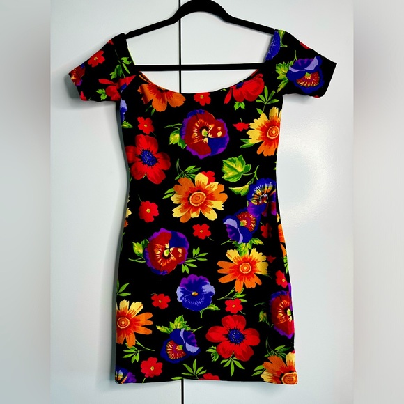 American Apparel x Cali Sun & Fun Floral Bardot Bodycon Dress. - Picture 1 of 4
